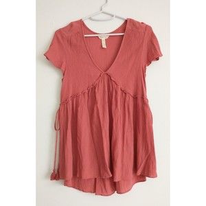 Matilda Jane Top S/XS* Brown Tassel Ruffle Gauzy HighLow Boho Babydol Empire Y2K